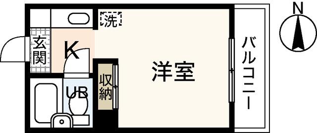 ベルパトリエ己斐中(ワンルーム/3階)の間取り写真