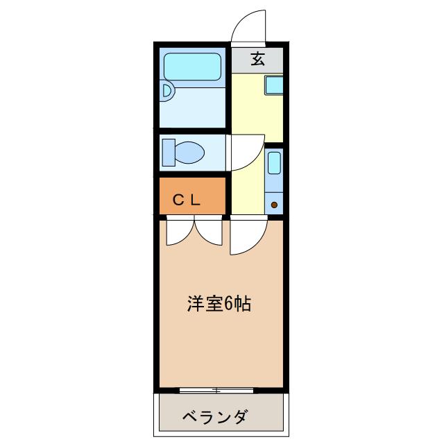 グリーハイツ(1K/2階)の間取り写真