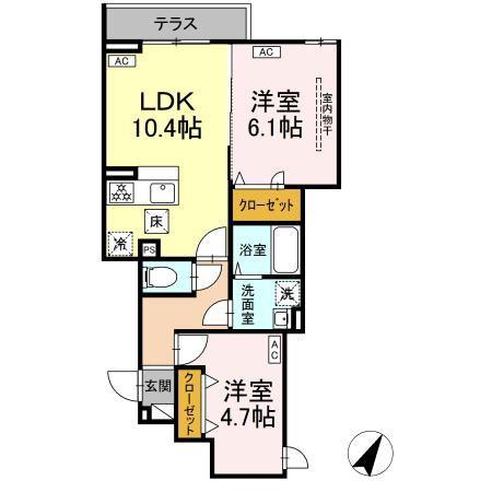 セレスティア柴又VII(2LDK/1階)の間取り写真