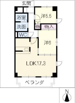 エミネンス名西(2LDK/2階)の間取り写真