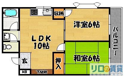 シャンボール淀川(2DK/3階)の間取り写真
