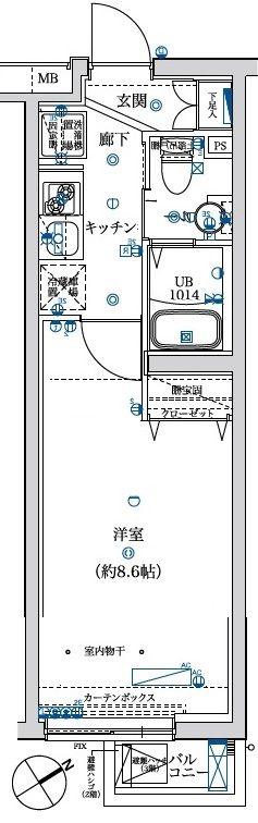 フェルクルールプレスト亀戸(1K/2階)の間取り写真