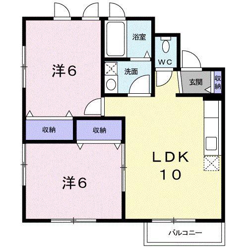 シャトレット美和(2LDK/1階)の間取り写真