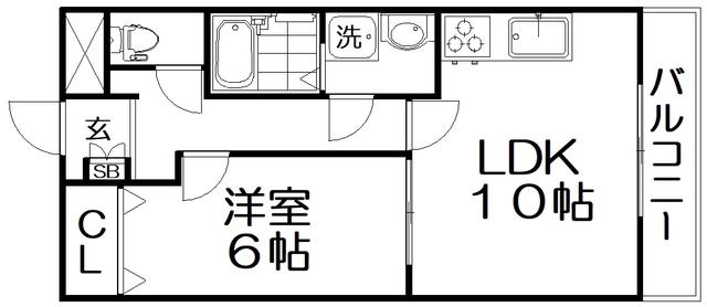グランコスモ交野(1LDK/1階)の間取り写真