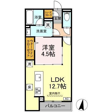 フォーティスMGH(1LDK/1階)の間取り写真