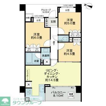 ライオンズ三鷹台 欅テラス(3LDK/4階)の間取り写真