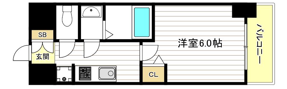 ファステート難波ヴィラント(1K/8階)の間取り写真