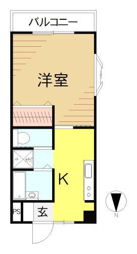 フェリオ日出山(1K/3階)の間取り写真