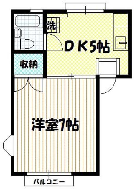 ペアタウン多摩(1DK/2階)の間取り写真