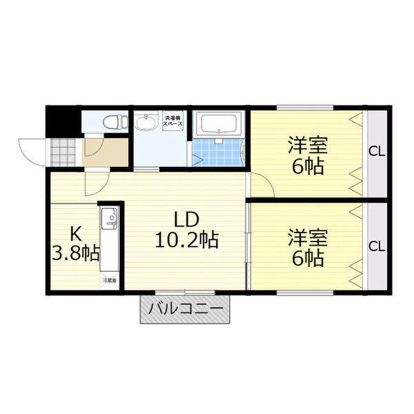 T.FRERES(2LDK/3階)の間取り写真