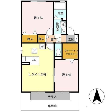 シャルマンコート A棟(2LDK/1階)の間取り写真
