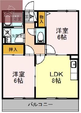 リヴィエール菱南(2LDK/2階)の間取り写真