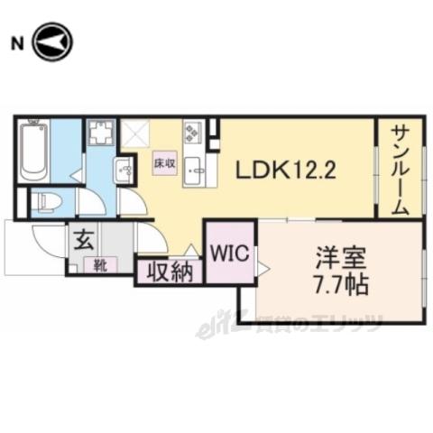 ハイフィールド3(1LDK/1階)の間取り写真