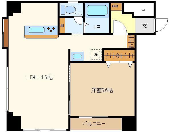 ノヴレス吉岡(1LDK/3階)の間取り写真