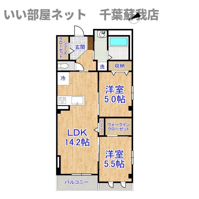 千葉パークストリート(2LDK/2階)の間取り写真