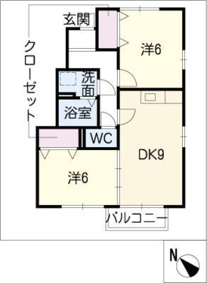 NEXUS(2DK/1階)の間取り写真