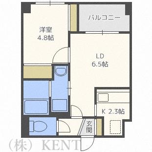 プライマル札幌琴似(1LDK/5階)の間取り写真