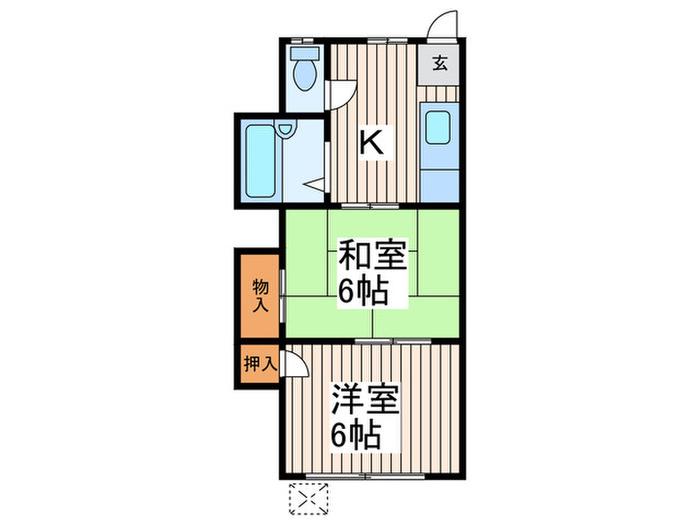 パ-クサイド豊島園(2K/1階)の間取り写真