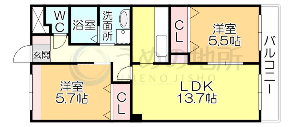 CONSOLATA(2LDK/1階)の間取り写真