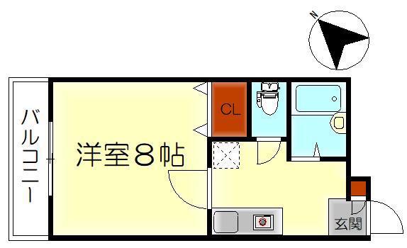呉中央682(1K/4階)の間取り写真