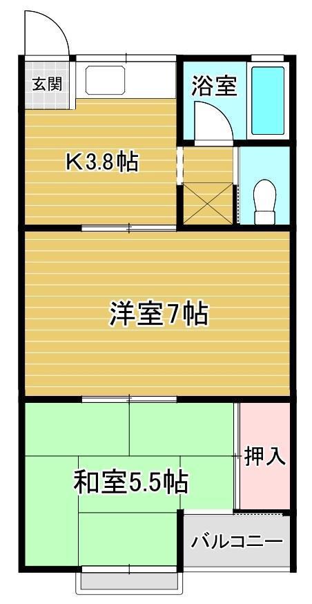 シティハイツさつき(2K/2階)の間取り写真