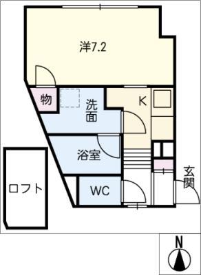 桜ヒルズ(1K/1階)の間取り写真