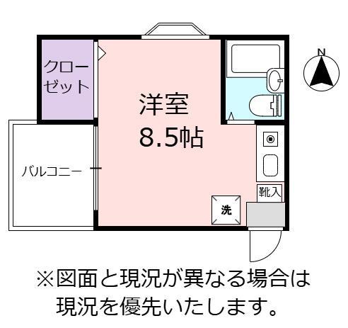 ケイクリーン(ワンルーム/3階)の間取り写真