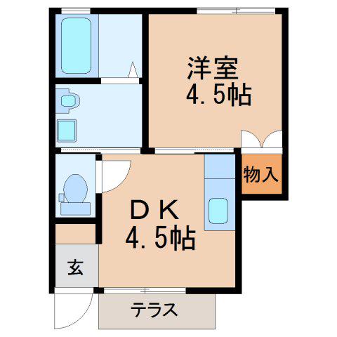 新比企ヶ谷ハイツ(1DK/1階)の間取り写真