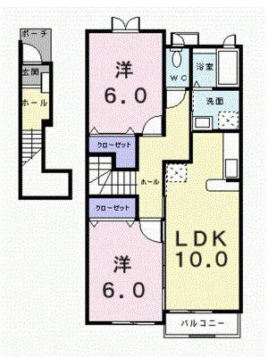エスペランサA(2LDK/2階)の間取り写真