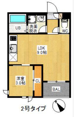 REGALESTパークアベニュー春日(1LDK/2階)の間取り写真