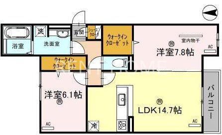 スペチアーレ巽中 A棟(2LDK/3階)の間取り写真