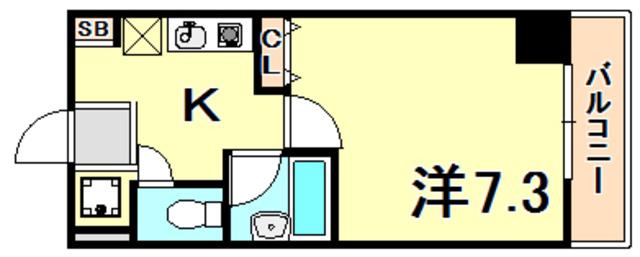 アルパ三宮(1K/8階)の間取り写真