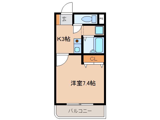 リバティS・K(1K/2階)の間取り写真