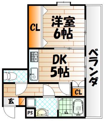 リファレンス小倉(1DK/3階)の間取り写真