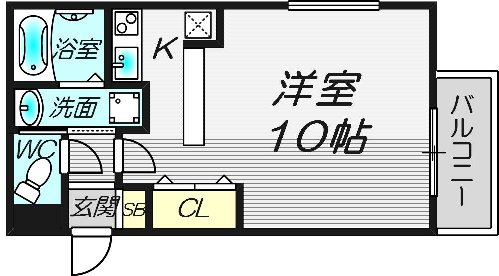 ユニストレジデンス阪南町(ワンルーム/3階)の間取り写真