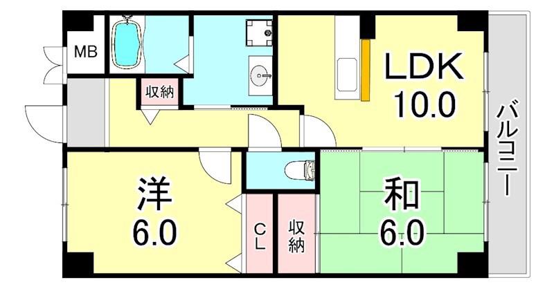 ベルージュ(2LDK/2階)の間取り写真