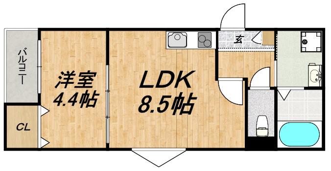 LECOCON弥富(1LDK/2階)の間取り写真