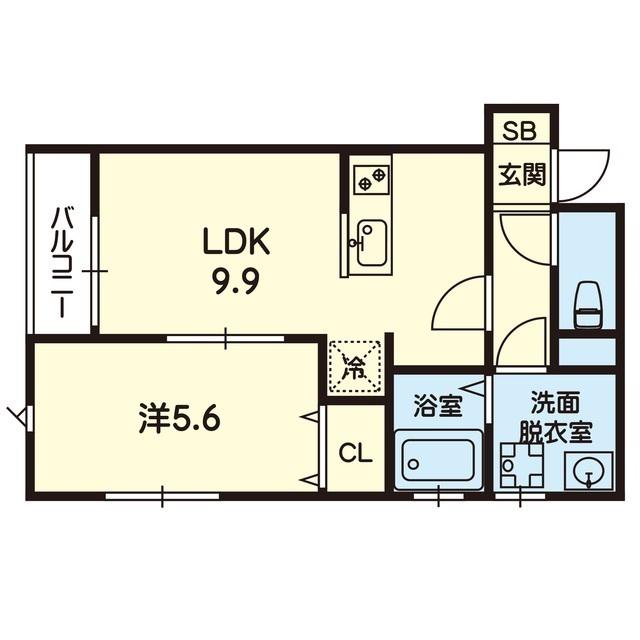 ESTASIA UTO A(1LDK/2階)の間取り写真