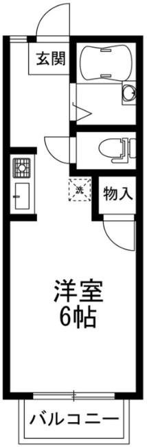 パームハイツ(ワンルーム/2階)の間取り写真