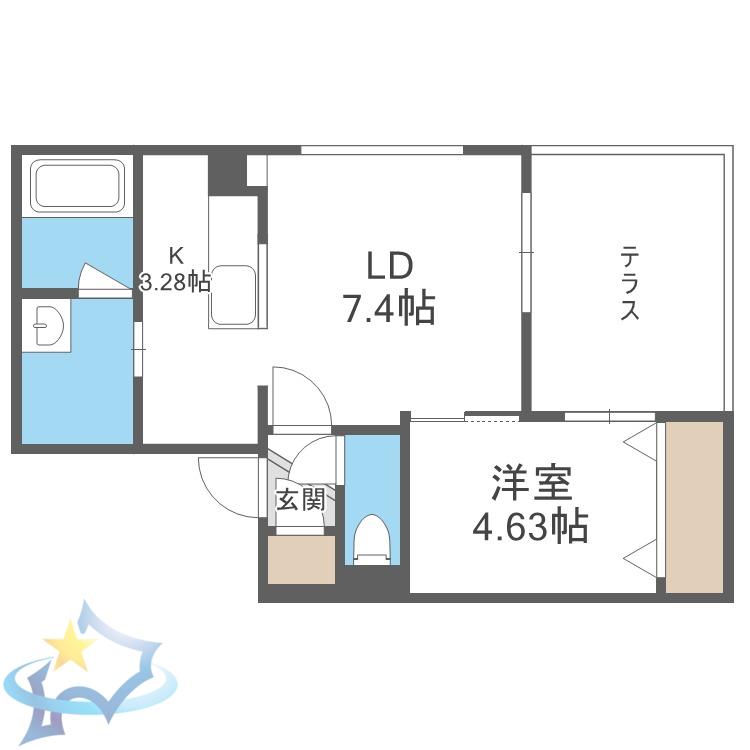 GALAXY EXPRESS 711(1LDK/1階)の間取り写真