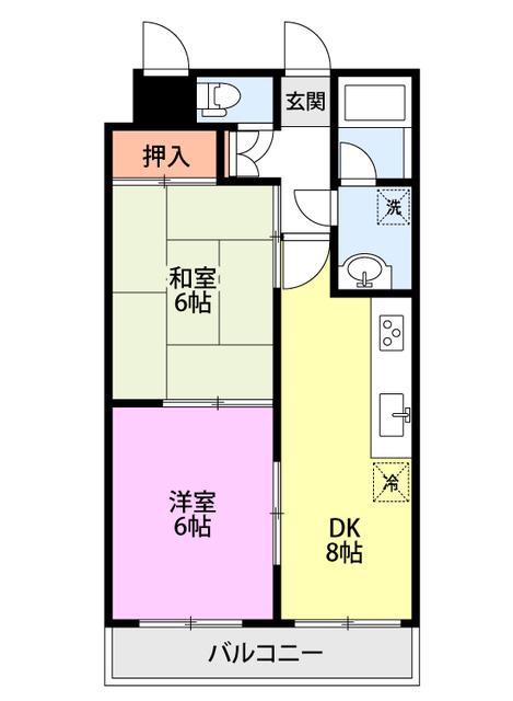 ダイアパレス新大駅前(2DK/4階)の間取り写真