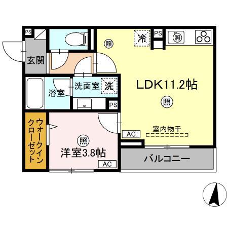 D-RESIDENCE南蔵王町1丁目E(1LDK/2階)の間取り写真