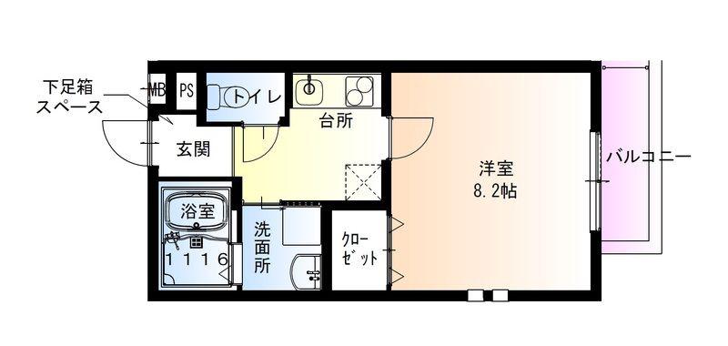 フジパレス吉田サウス(1K/3階)の間取り写真