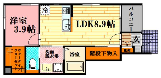 ラヴァンリヴィエールB(1LDK/1階)の間取り写真