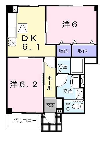 サンシャインI(2DK/1階)の間取り写真