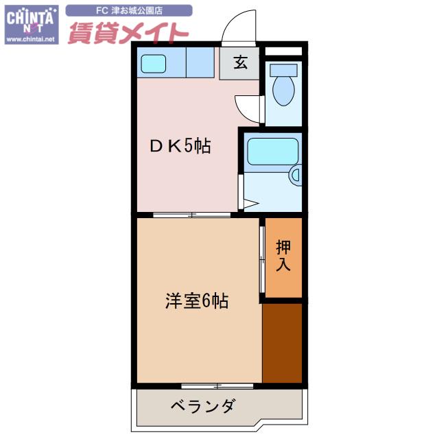 ブルージュ寿町(1DK/3階)の間取り写真