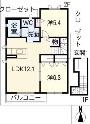 MASTTOWN平井D棟(2LDK/2階)の間取り写真