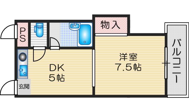 アイワステーションビルVI号館(1DK/3階)の間取り写真