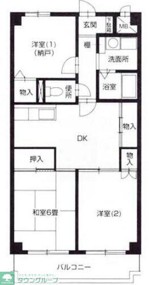 ラフィーネ港北(3DK/2階)の間取り写真