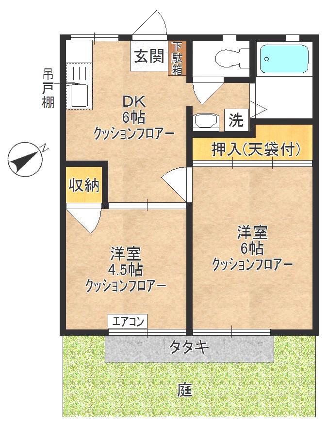 石井ハイツ(2DK/1階)の間取り写真